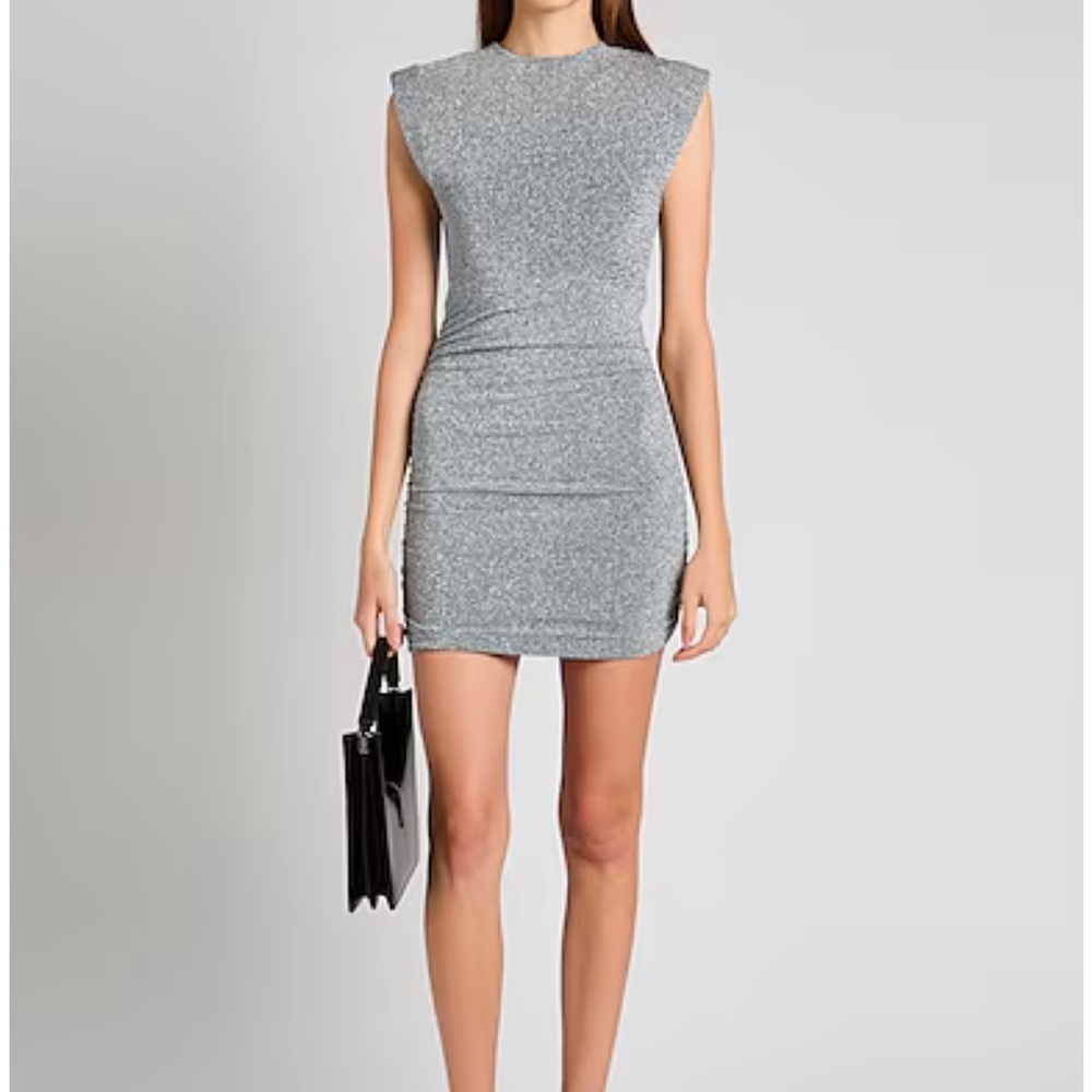 NWT MAJE Shimmering Gray Sheath Mini Dress Should Pads